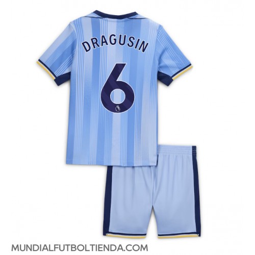 Camiseta Tottenham Hotspur Radu Dragusin #6 Segunda Equipación Replica 2024-25 para niños mangas cortas (+ Pantalones cortos)